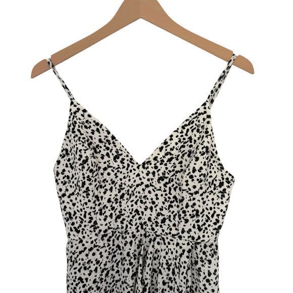 Shona Joy Berlin Cocktail Draped Midi Dress White & Black Speckled Size 4 - Picture 6 of 7